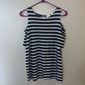 Chicos Cold‎ Shoulder Sequined Top | 1